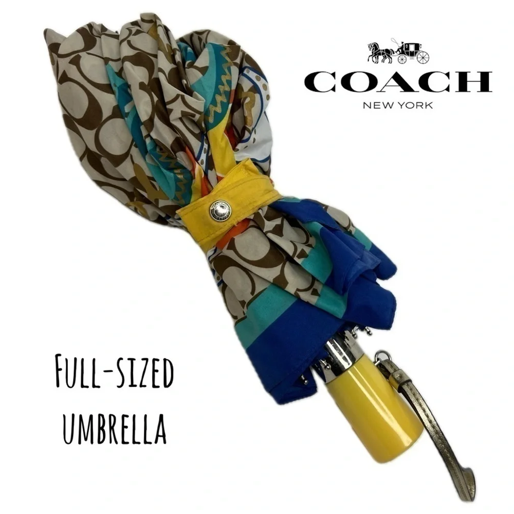 Coach Graffiti Op C Graffiti Signstire C Brown and Yellow Vintage Umbrella